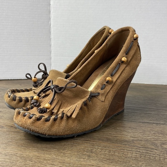 Sam Edeman Angelina Wedge Moccasin with Wood Heel, size 8.5 - Picture 4 of 8